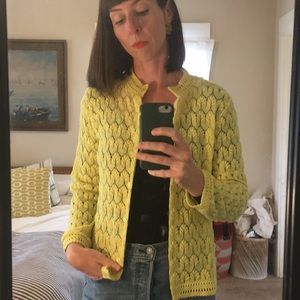 Vintage Yellow Crocheted Cardigan